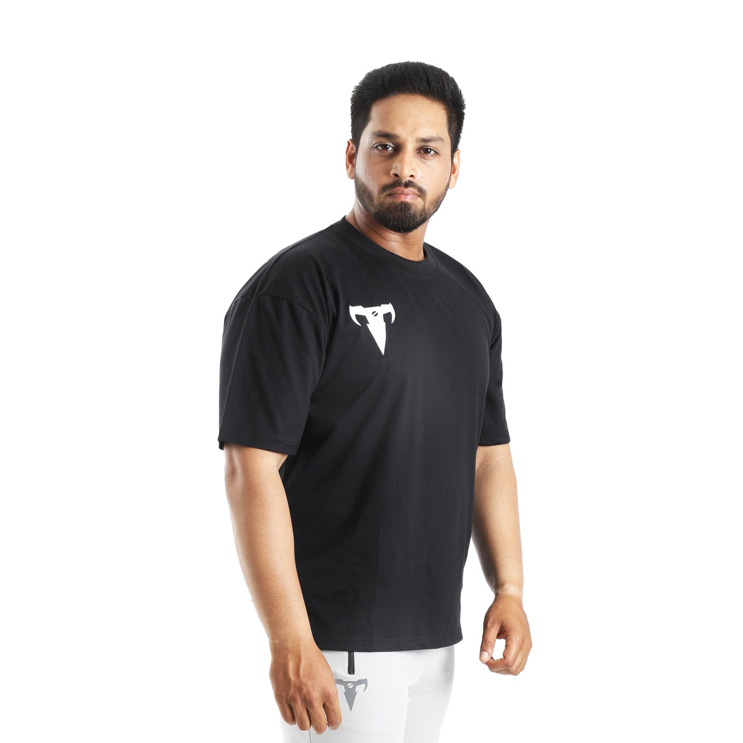 Half n Half printed t shirt for mens BLACK