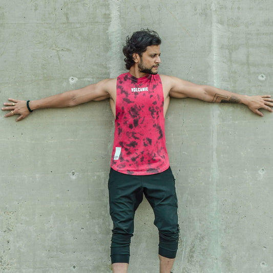 A Men Wearing Tyzo Red Tank Top