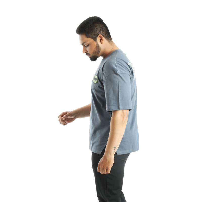 Mens half sleeves oversized grey tshirt