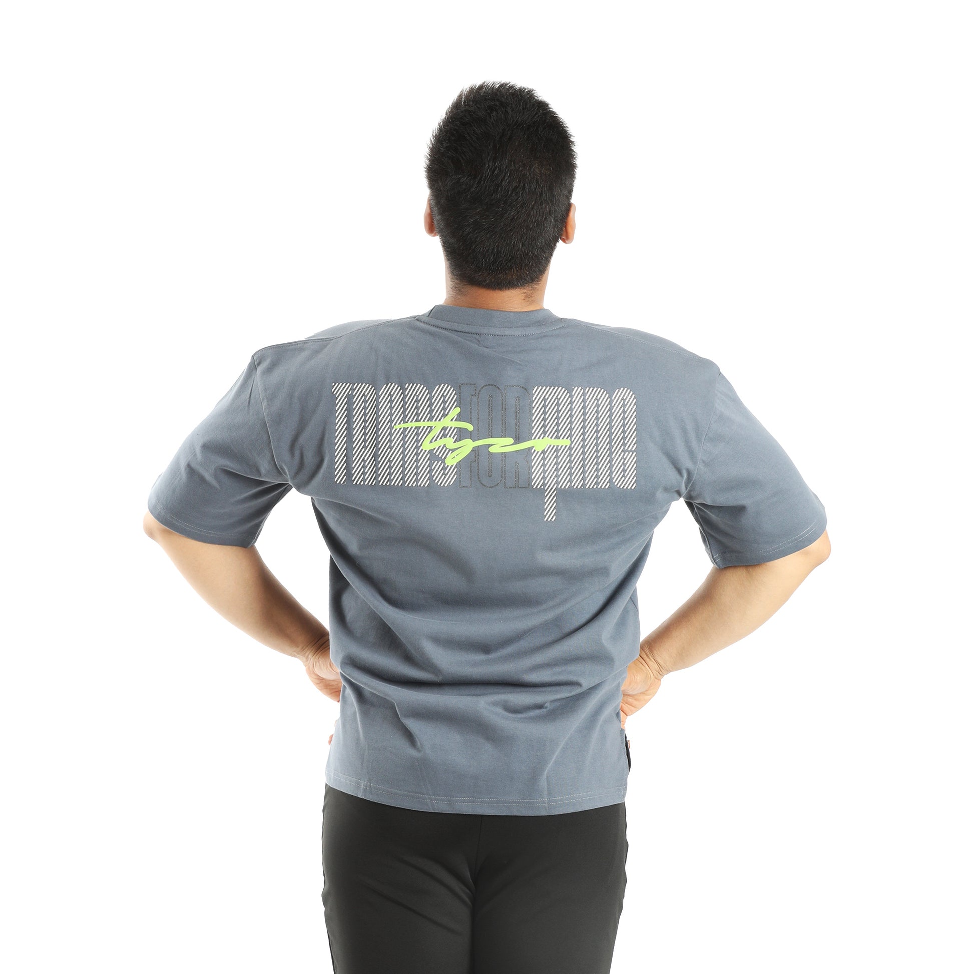 Oversized grey tshirt back view