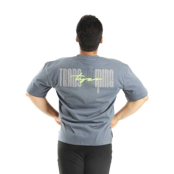 Oversized grey tshirt back view
