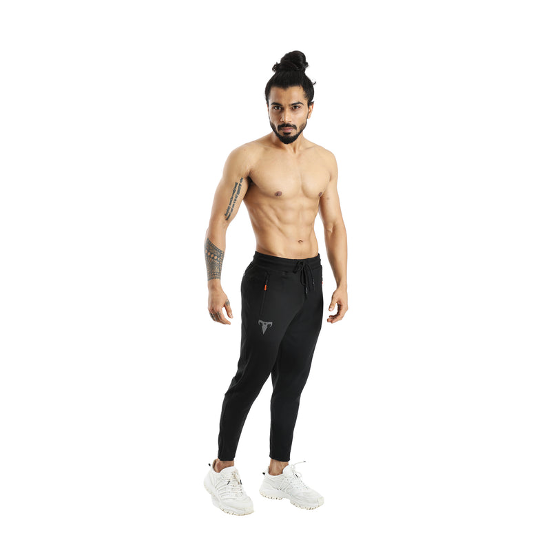Black Crop Track Pant For Men