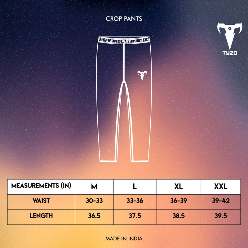 Men Crop Pant Size Chart