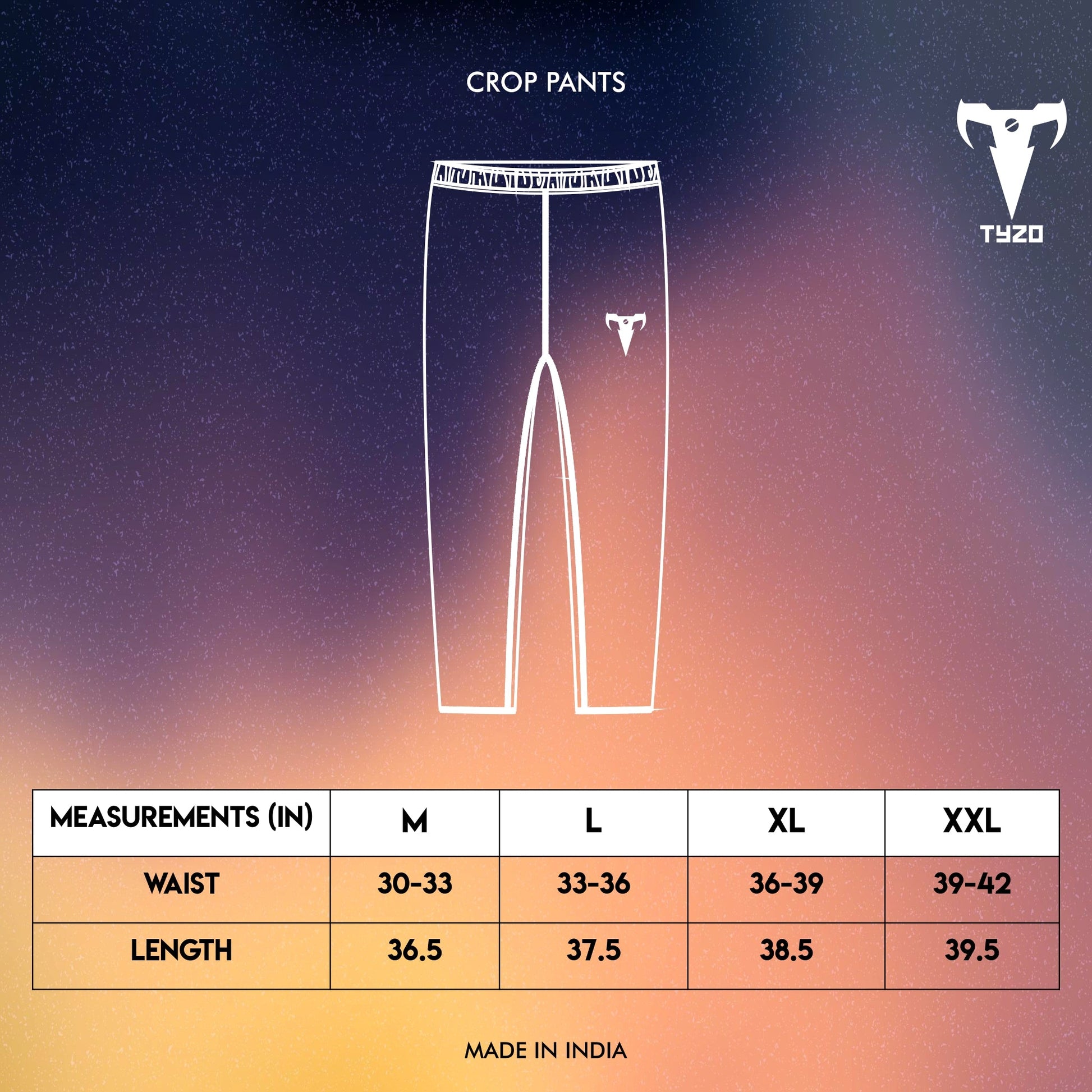 Crop Pant Size Chart