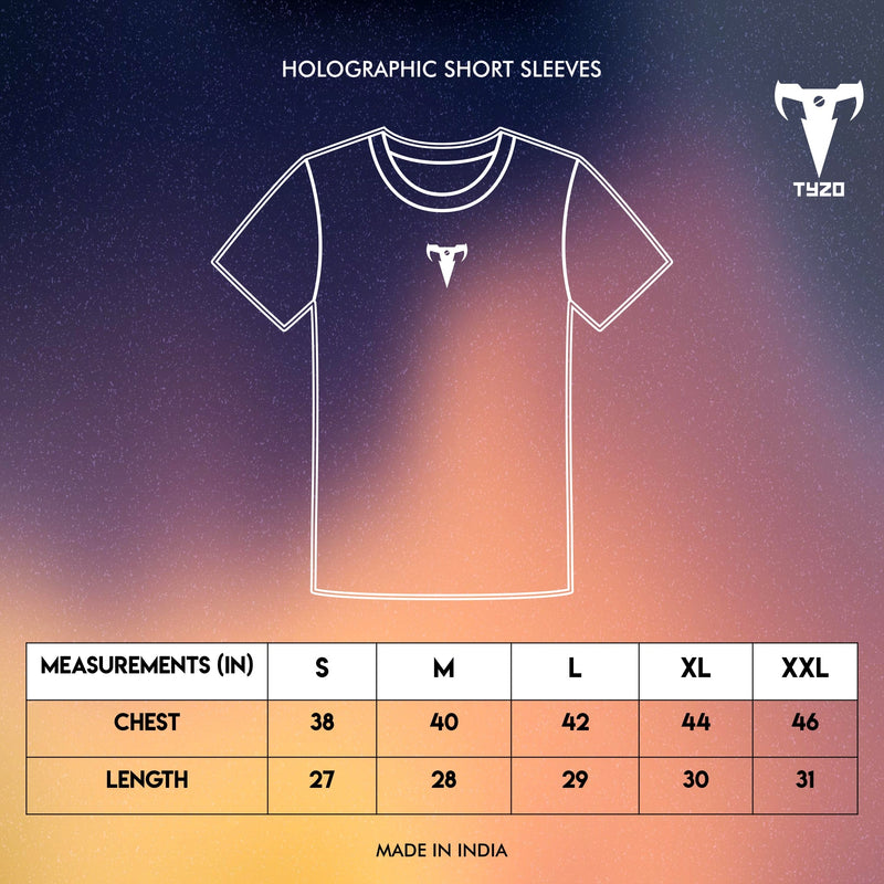 Men Holographic Tshirt Size Chart