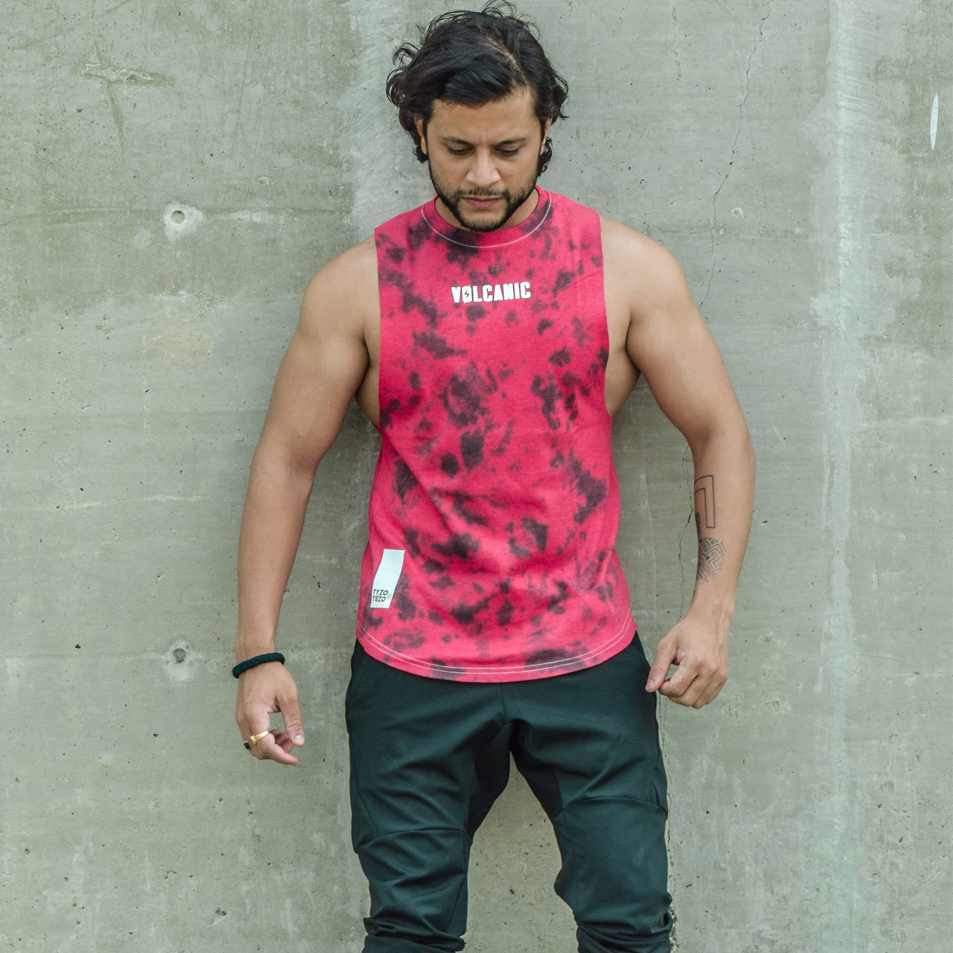 Red Volcanic Tie Dye Tank Top