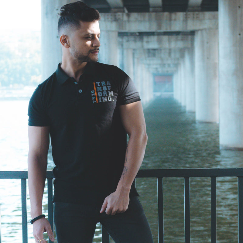 Men Black Polo Tshirt